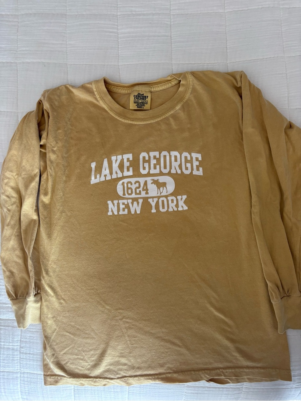 Comfort Colors Lake George 1624 New York Long Sleeve Tee - Mustard